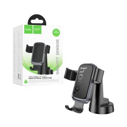 Suporte de Telefone para Carro Console Central Hoco H81 Vista Push-Type para Panel Cinza Metalizado Preto
